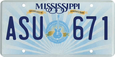 MS license plate ASU671