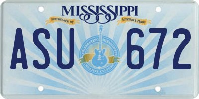 MS license plate ASU672
