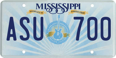 MS license plate ASU700