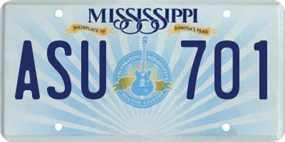 MS license plate ASU701