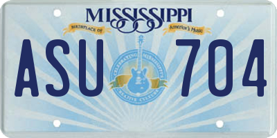 MS license plate ASU704