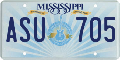 MS license plate ASU705