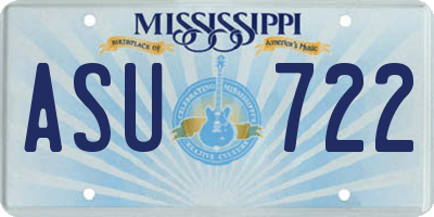 MS license plate ASU722