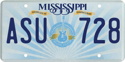 MS license plate ASU728