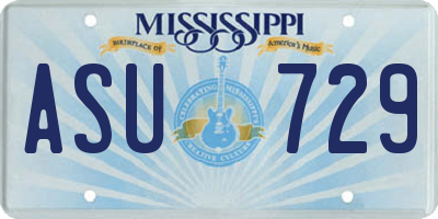 MS license plate ASU729