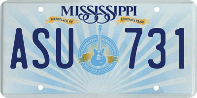 MS license plate ASU731