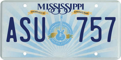 MS license plate ASU757