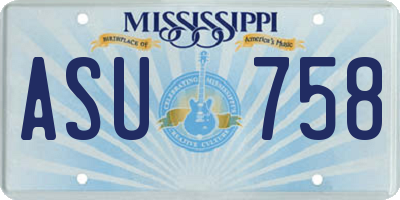 MS license plate ASU758
