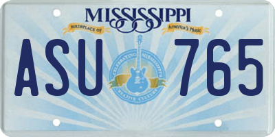 MS license plate ASU765