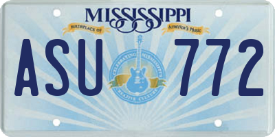 MS license plate ASU772