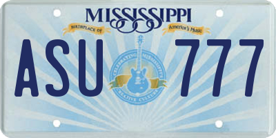 MS license plate ASU777