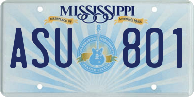 MS license plate ASU801