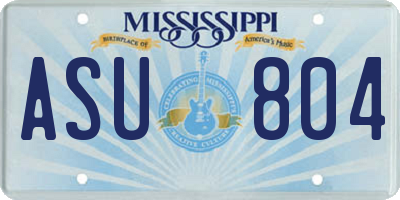 MS license plate ASU804