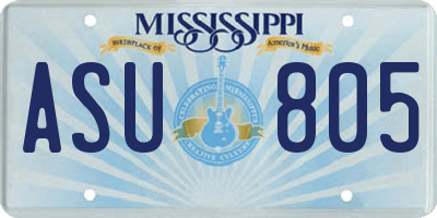 MS license plate ASU805
