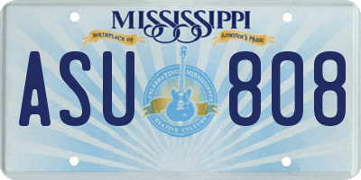 MS license plate ASU808