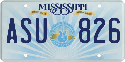 MS license plate ASU826