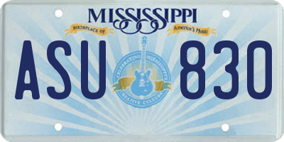 MS license plate ASU830