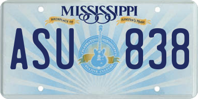 MS license plate ASU838