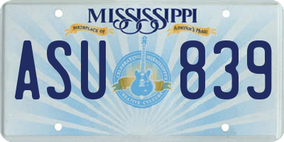 MS license plate ASU839