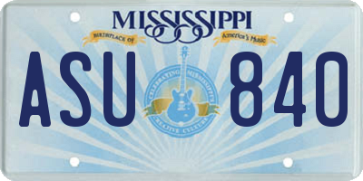 MS license plate ASU840