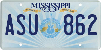 MS license plate ASU862
