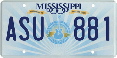 MS license plate ASU881