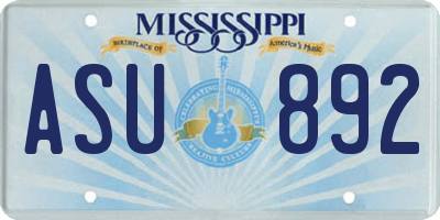 MS license plate ASU892