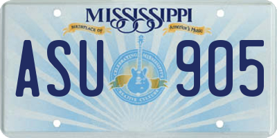 MS license plate ASU905