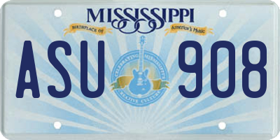 MS license plate ASU908