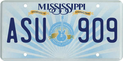 MS license plate ASU909