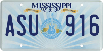 MS license plate ASU916
