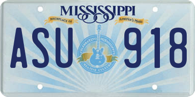 MS license plate ASU918