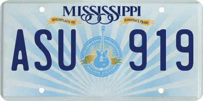 MS license plate ASU919