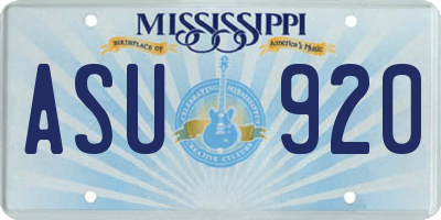 MS license plate ASU920
