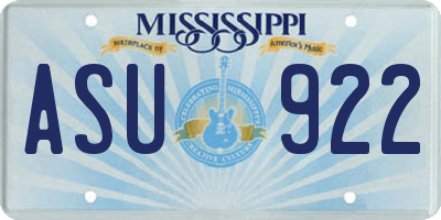 MS license plate ASU922