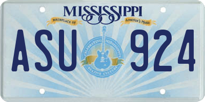 MS license plate ASU924