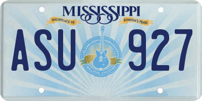 MS license plate ASU927