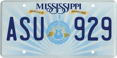 MS license plate ASU929