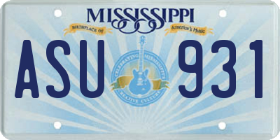 MS license plate ASU931