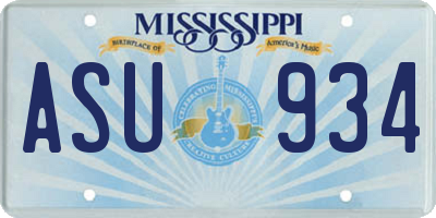 MS license plate ASU934