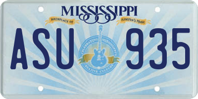 MS license plate ASU935