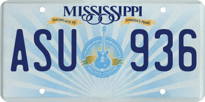 MS license plate ASU936