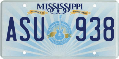 MS license plate ASU938