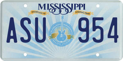 MS license plate ASU954