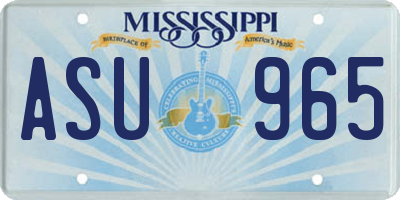 MS license plate ASU965