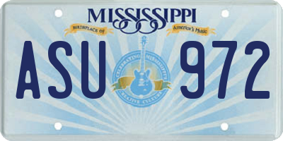 MS license plate ASU972