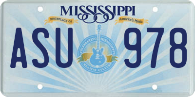 MS license plate ASU978