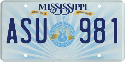 MS license plate ASU981