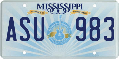 MS license plate ASU983