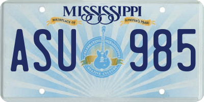 MS license plate ASU985